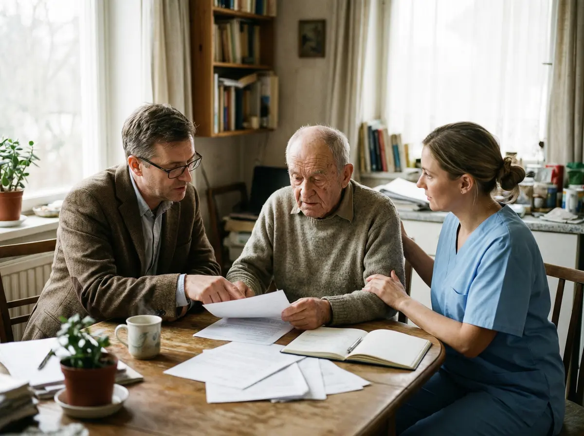 Geriatric consultation between a doctor and an elderly patient